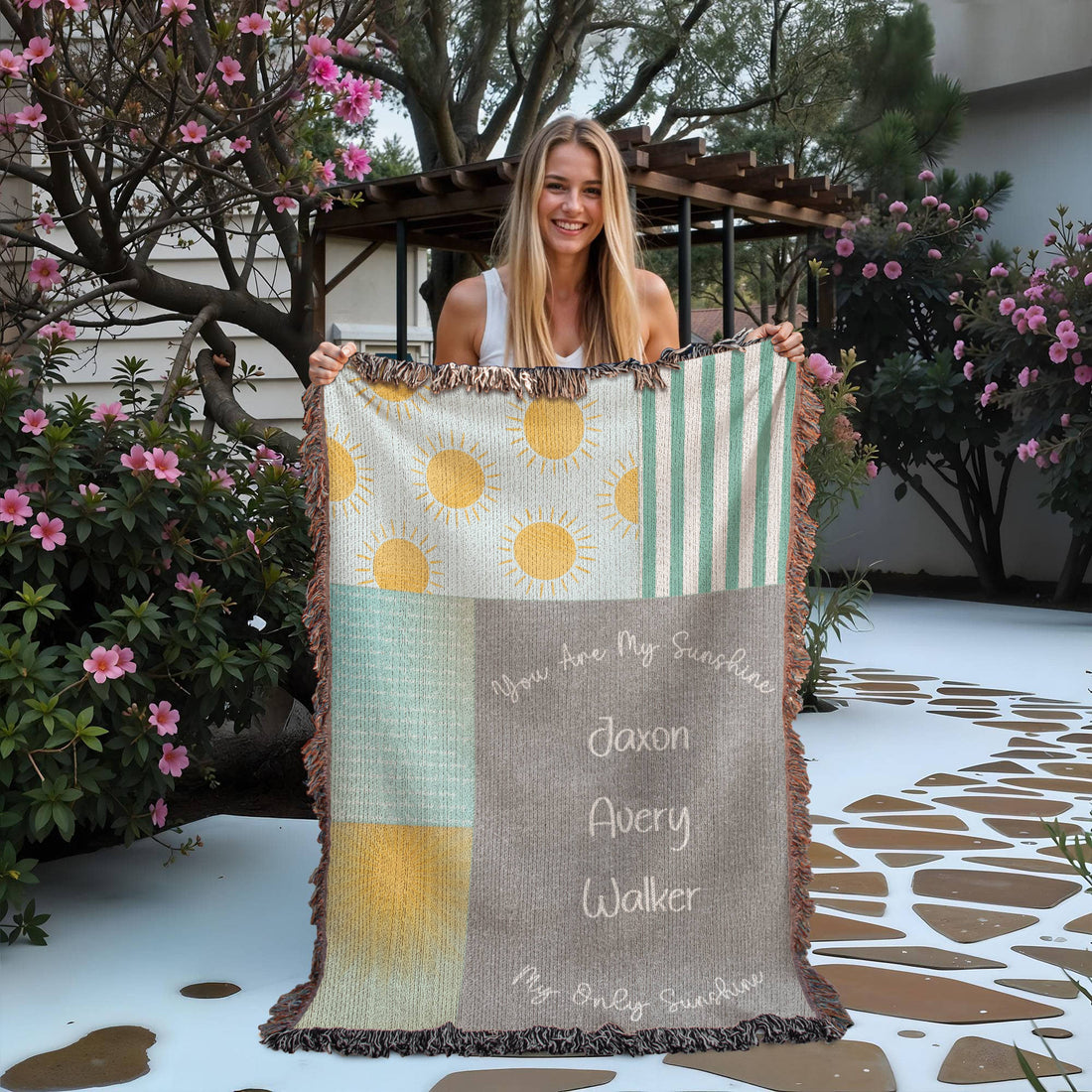 custom woven baby photo blanket, family keepsake