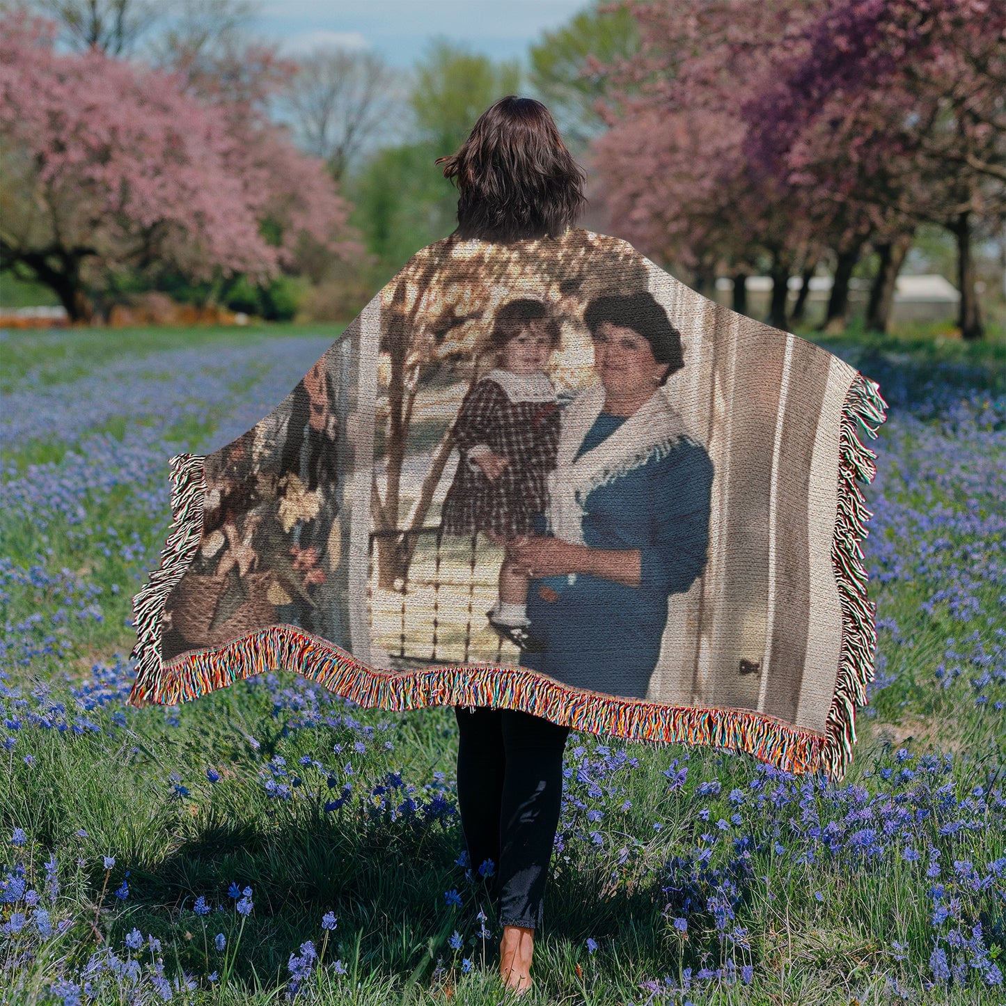 Custom Photo Heirloom Woven Blanket (Landscape)– Personalized Cotton Throw, Custom Picture Blanket Gift
