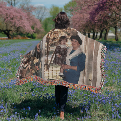 Custom Photo Heirloom Woven Blanket (Landscape)– Personalized Cotton Throw, Custom Picture Blanket Gift