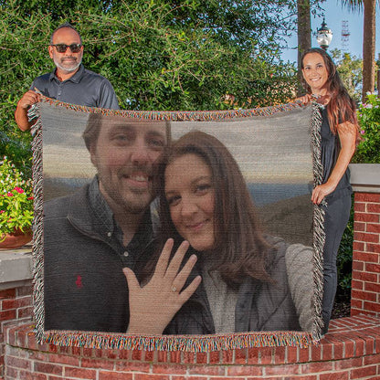 Custom Photo Heirloom Woven Blanket (Landscape)– Personalized Cotton Throw, Custom Picture Blanket Gift