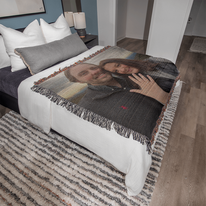 Custom Photo Heirloom Woven Blanket (Landscape)– Personalized Cotton Throw, Custom Picture Blanket Gift