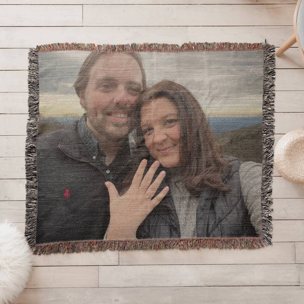 Custom Photo Heirloom Woven Blanket (Landscape)– Personalized Cotton Throw, Custom Picture Blanket Gift