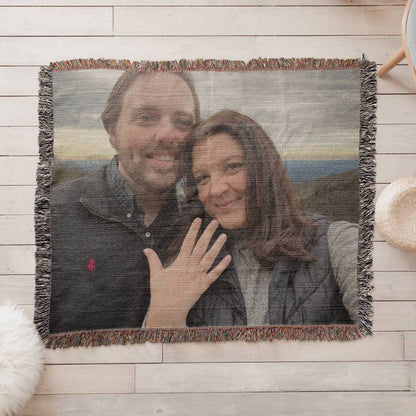 Custom Photo Heirloom Woven Blanket (Landscape)– Personalized Cotton Throw, Custom Picture Blanket Gift
