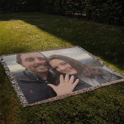 Custom Photo Heirloom Woven Blanket (Landscape)– Personalized Cotton Throw, Custom Picture Blanket Gift