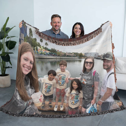 Custom Photo Heirloom Woven Blanket (Landscape)– Personalized Cotton Throw, Custom Picture Blanket Gift