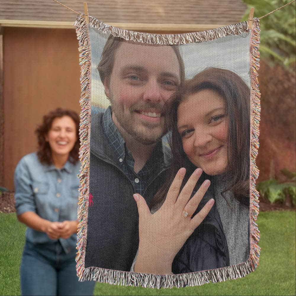 Custom Photo Heirloom Woven Blanket (Portrait) – Personalized Cotton Throw, Custom Picture Blanket Gift