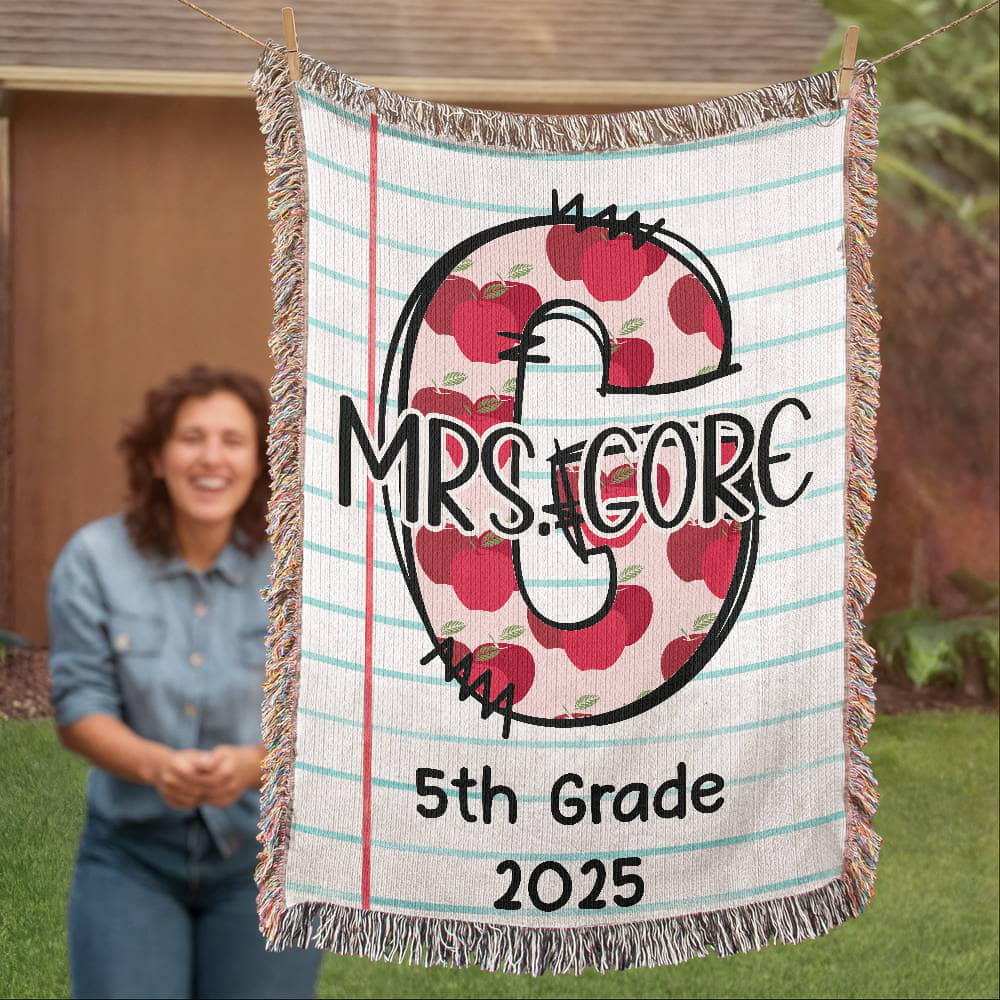 Custom Teacher Initial Woven Blanket