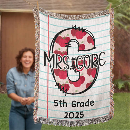 Custom Teacher Initial Woven Blanket