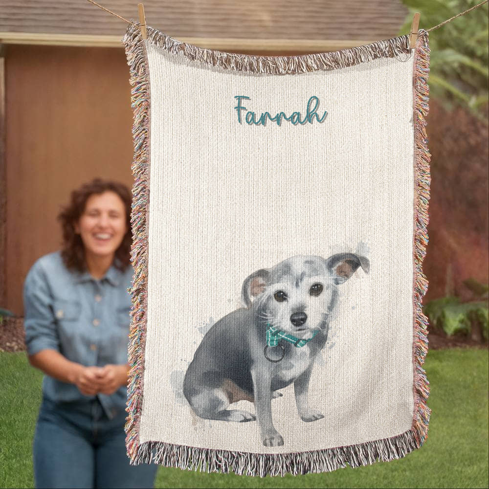 Custom Watercolor Pet Portrait Blanket