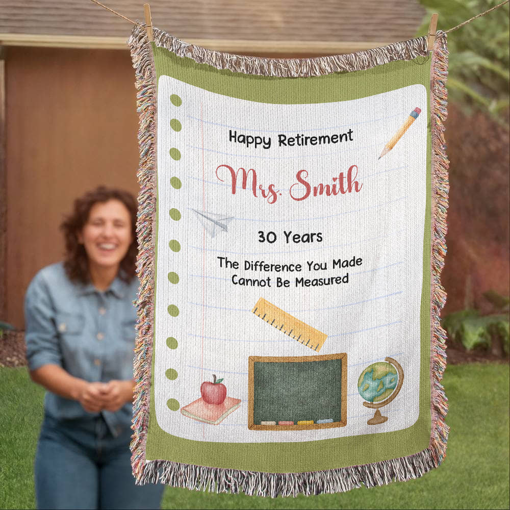 Custom Teacher Retirement Woven Blanket