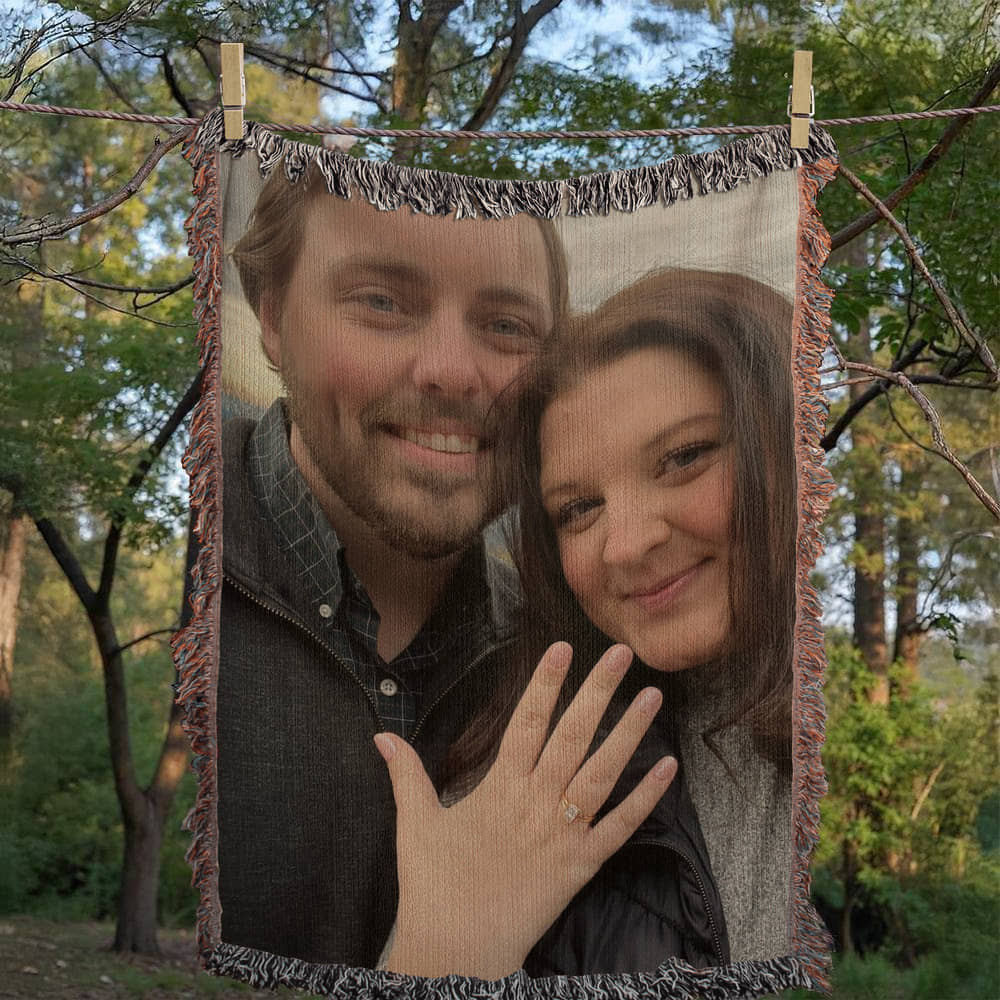 Custom Photo Heirloom Woven Blanket (Portrait) – Personalized Cotton Throw, Custom Picture Blanket Gift