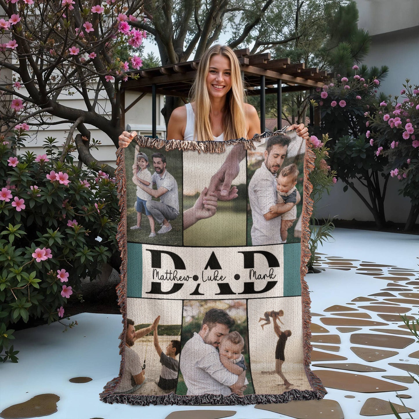 Personalized Father's Day Photo Woven Blanket