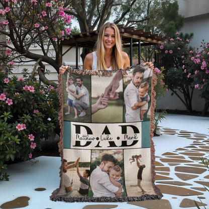Personalized Father's Day Photo Woven Blanket