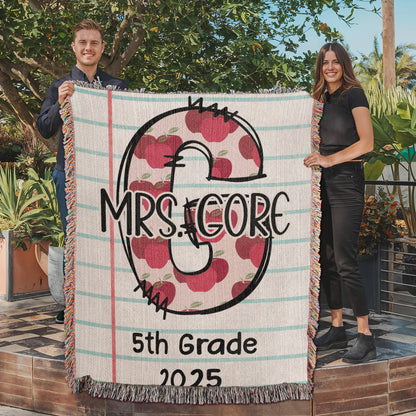 Custom Teacher Initial Woven Blanket