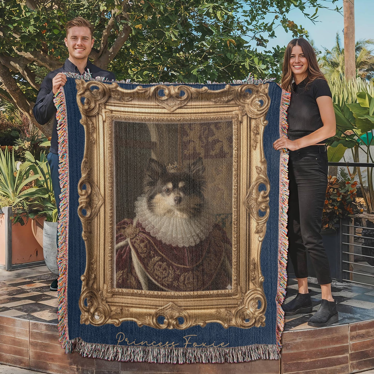 Custom Royal Pet Portrait Blanket – Turn Your Pet Into a Regal Heirloom Gift