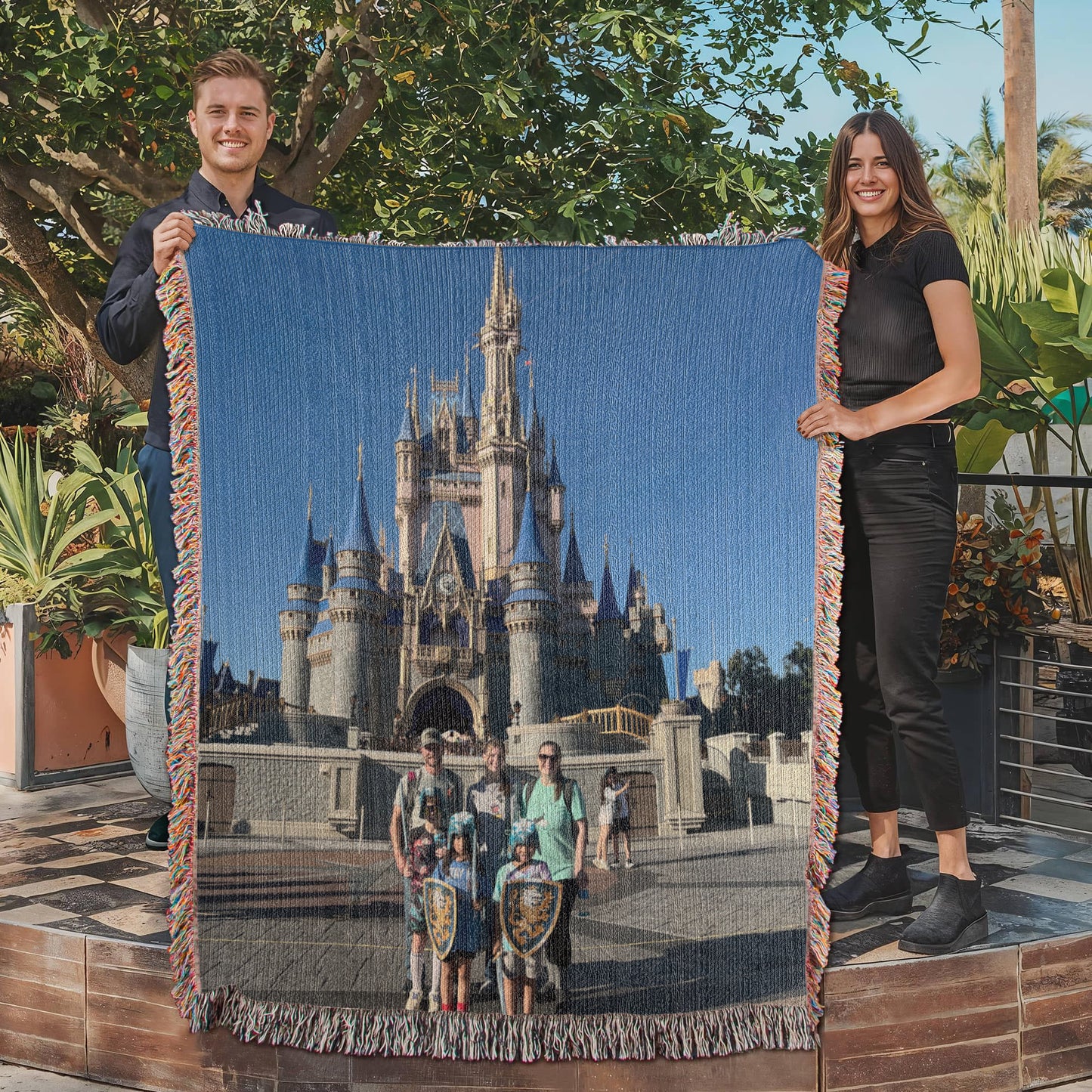 Custom Photo Heirloom Woven Blanket (Portrait) – Personalized Cotton Throw, Custom Picture Blanket Gift