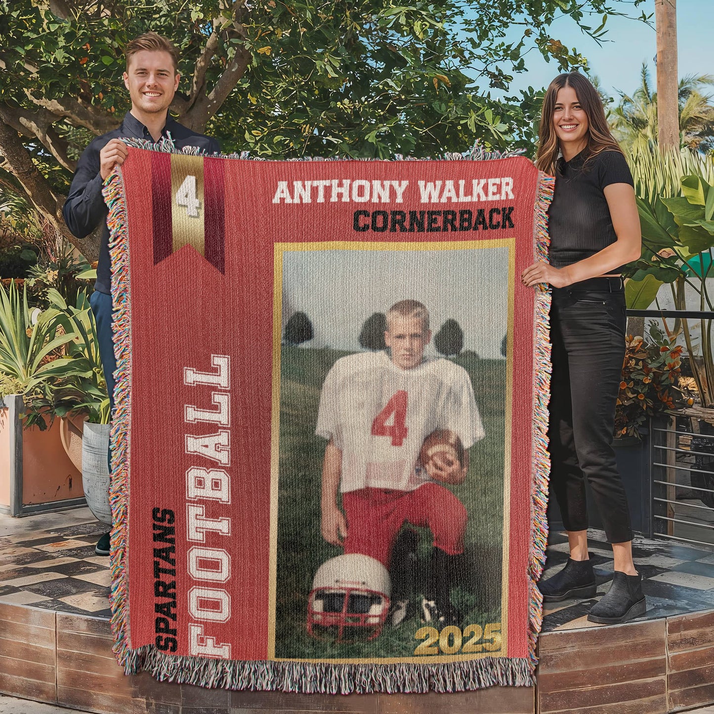 Custom Football Card Woven Blanket