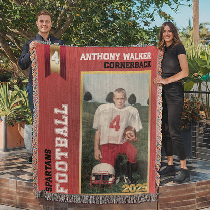 Custom Football Card Woven Blanket