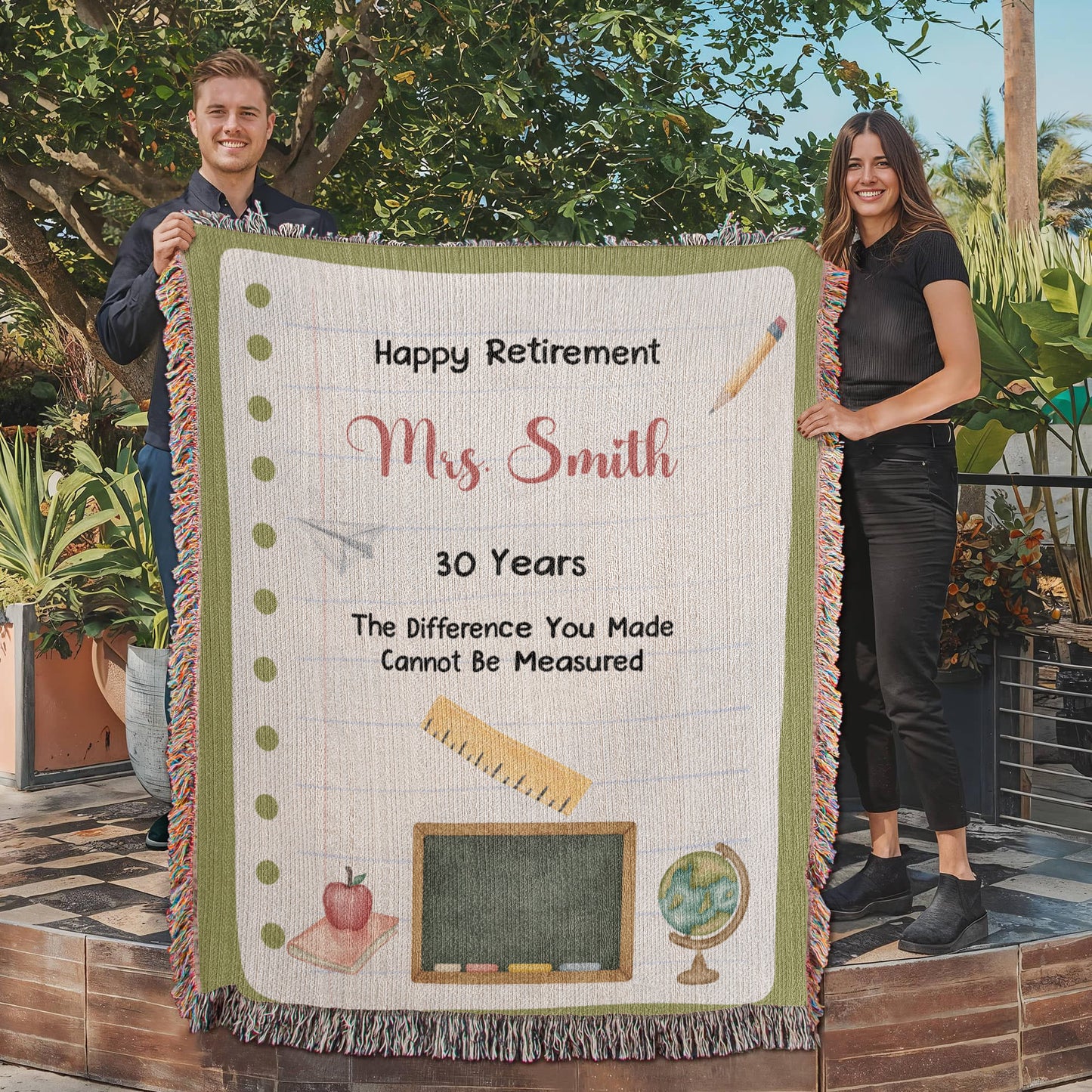 Custom Teacher Retirement Woven Blanket