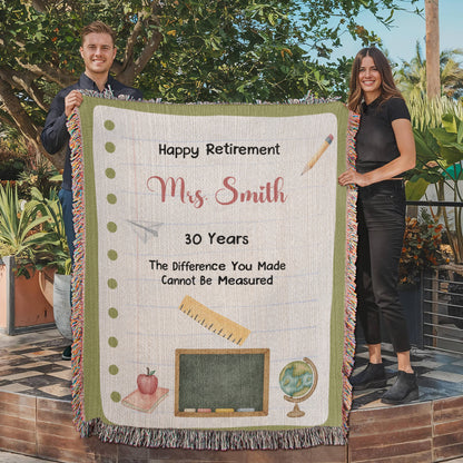 Custom Teacher Retirement Woven Blanket