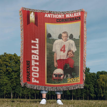 Custom Football Card Woven Blanket