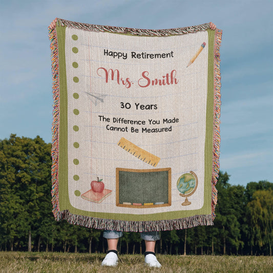 Custom Teacher Retirement Woven Blanket