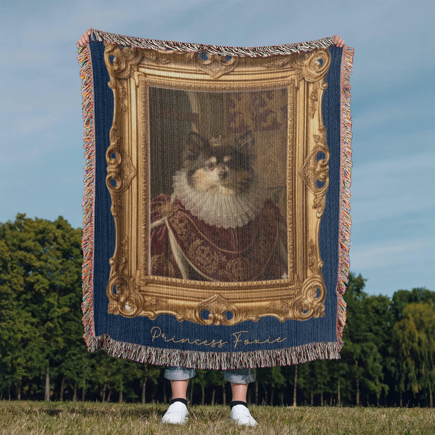 Custom Royal Pet Portrait Blanket – Turn Your Pet Into a Regal Heirloom Gift