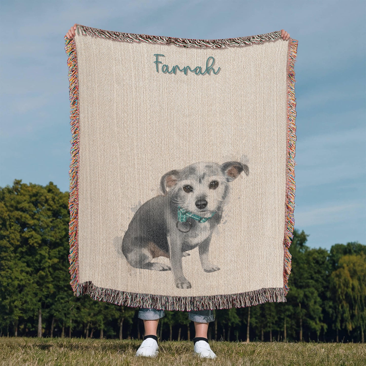 Custom Watercolor Pet Portrait Blanket