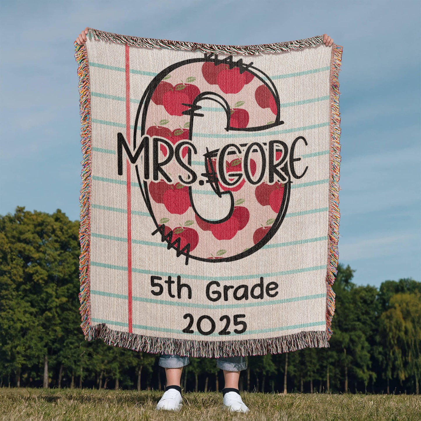 Custom Teacher Initial Woven Blanket