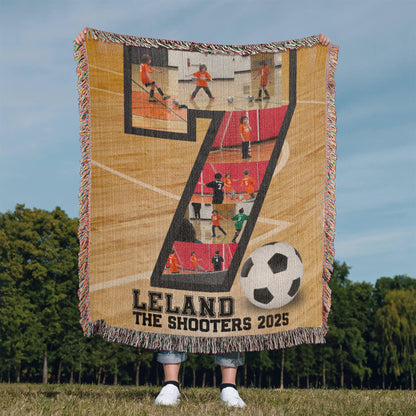 Custom Indoor Soccer Collage Woven Blanket