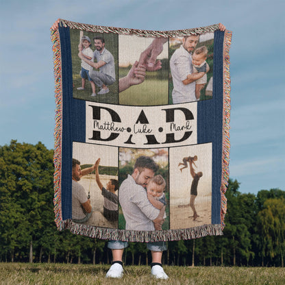 Personalized Father's Day Photo Woven Blanket
