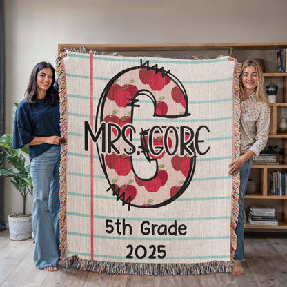 Custom Teacher Initial Woven Blanket
