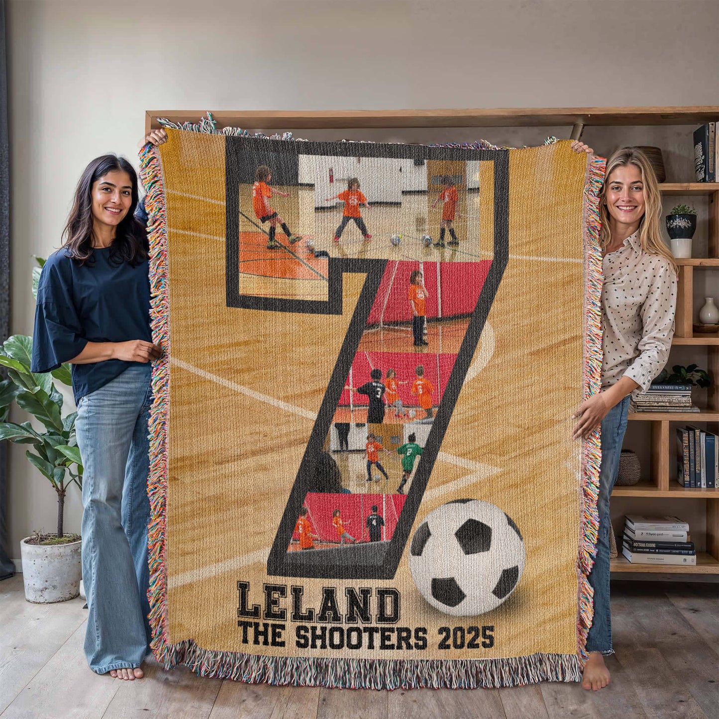 Custom Indoor Soccer Collage Woven Blanket