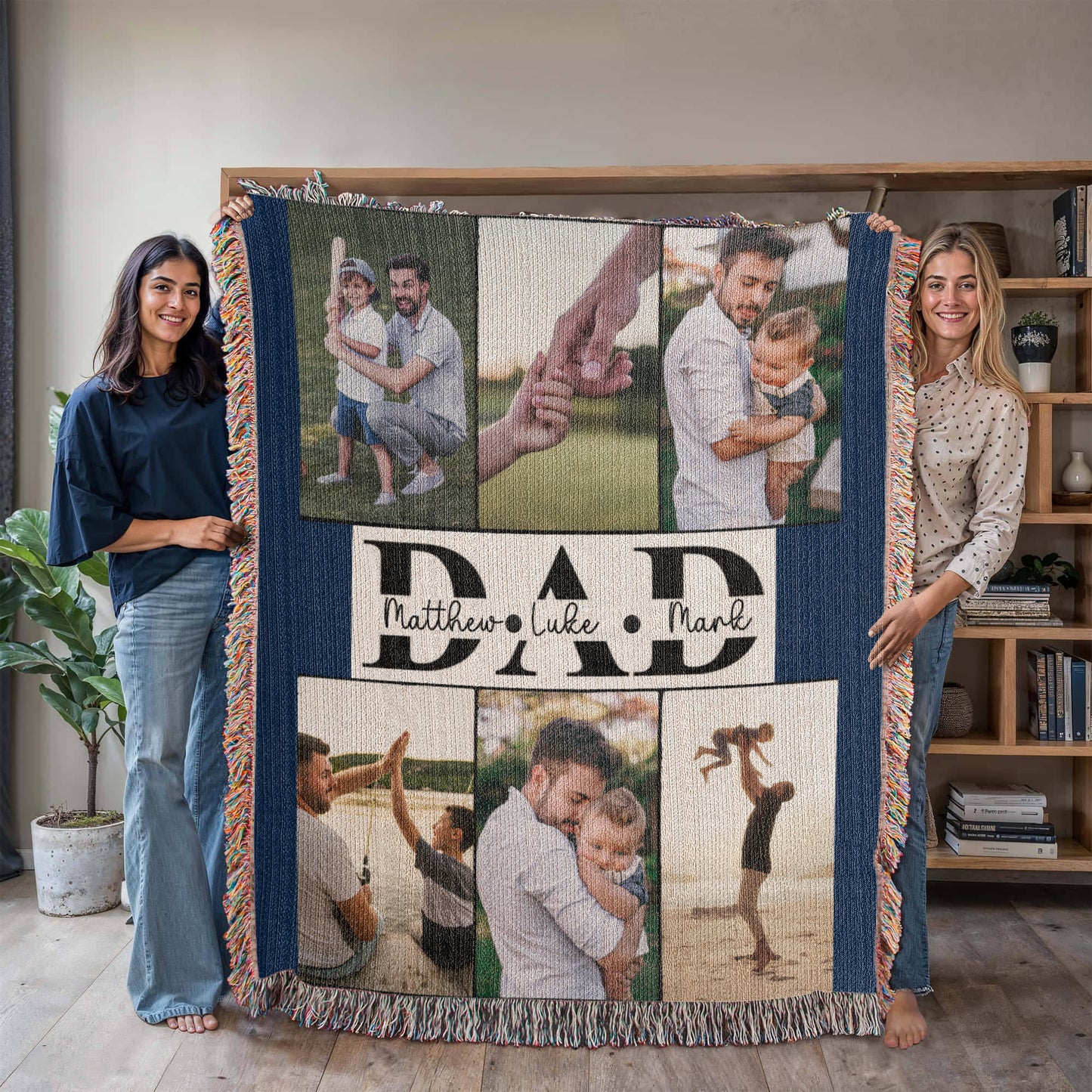 Personalized Father's Day Photo Woven Blanket