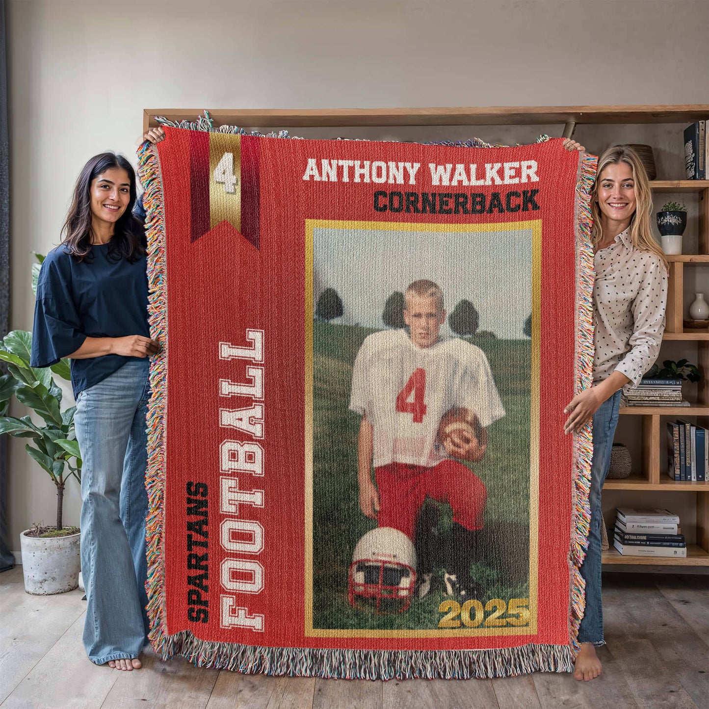 Custom Football Card Woven Blanket