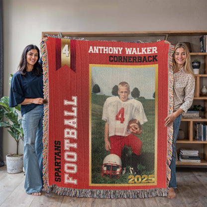 Custom Football Card Woven Blanket