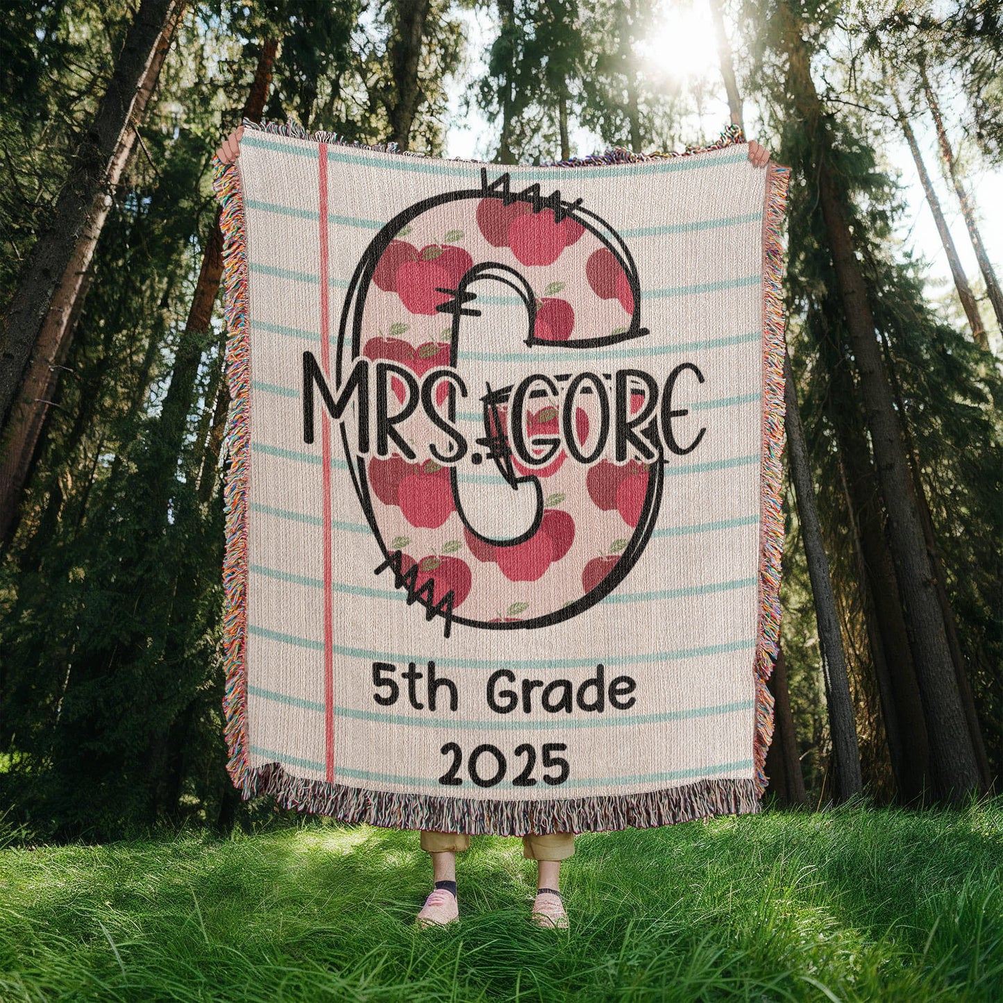 Custom Teacher Initial Woven Blanket