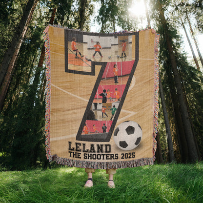 Custom Indoor Soccer Collage Woven Blanket