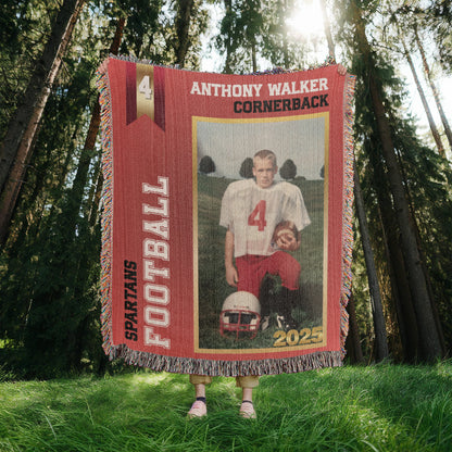 Custom Football Card Woven Blanket