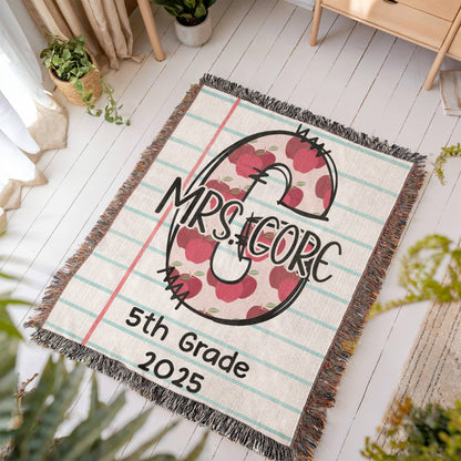 Custom Teacher Initial Woven Blanket