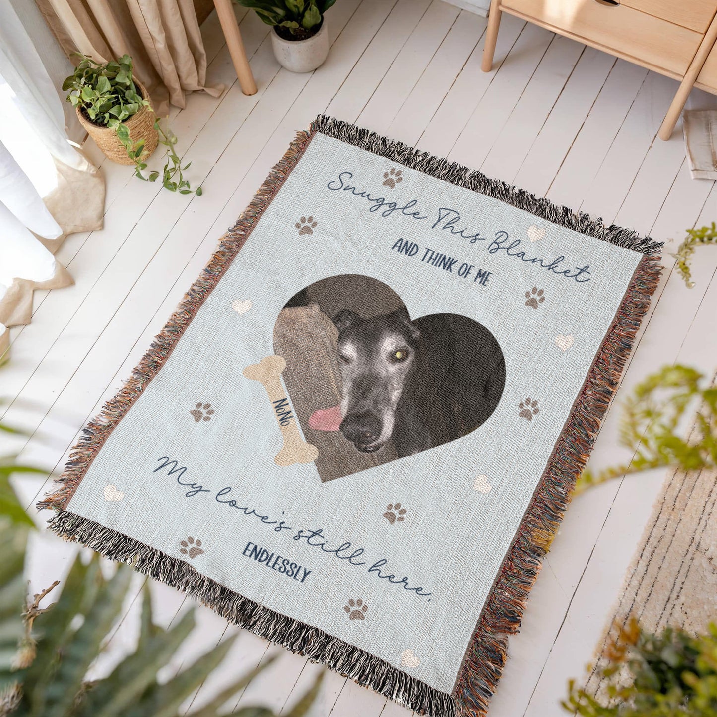 Custom Pet Memorial Woven Blanket