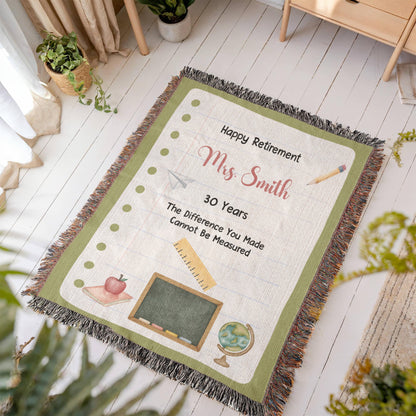 Custom Teacher Retirement Woven Blanket