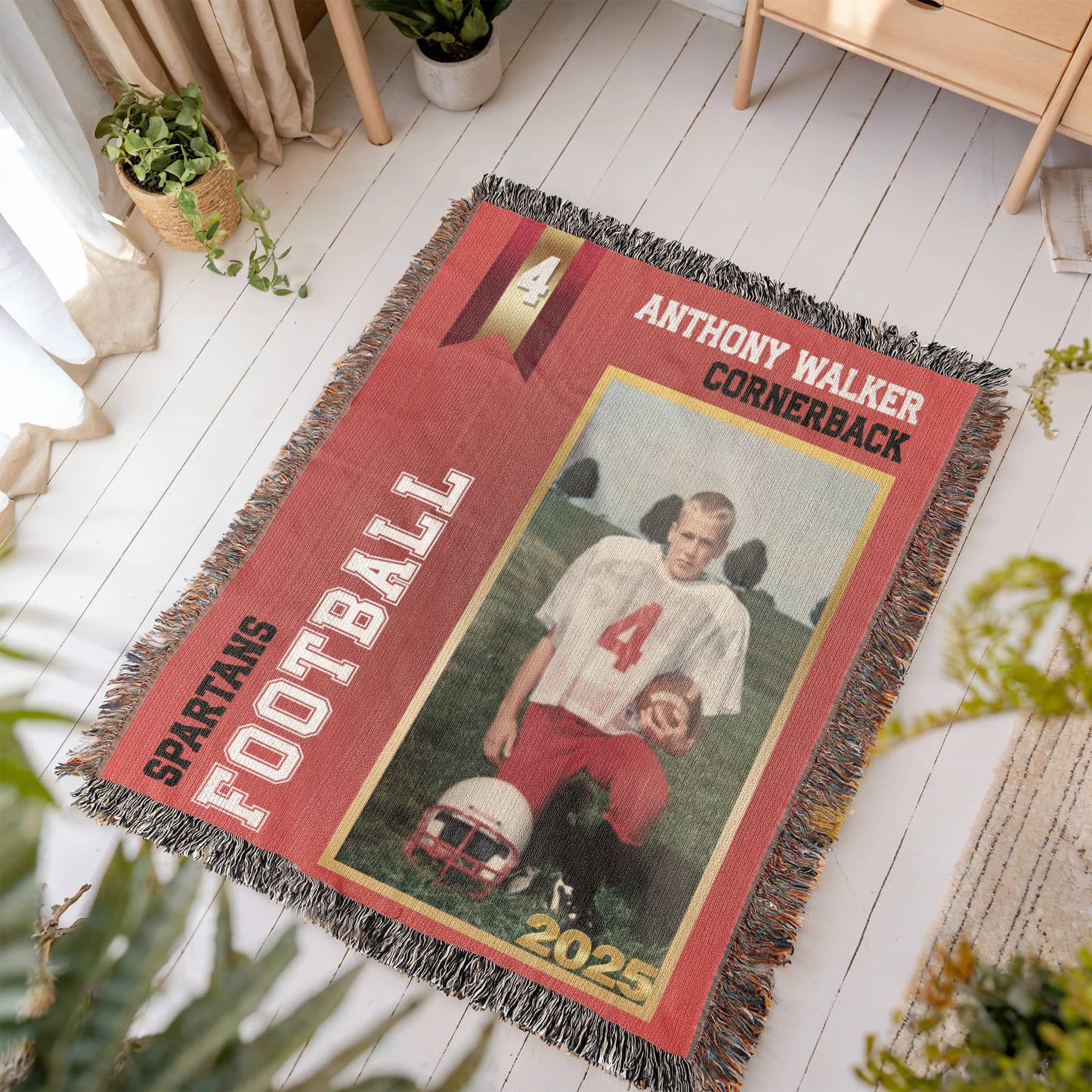 Custom Football Card Woven Blanket