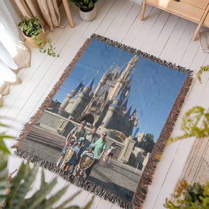 Custom Photo Heirloom Woven Blanket (Portrait) – Personalized Cotton Throw, Custom Picture Blanket Gift