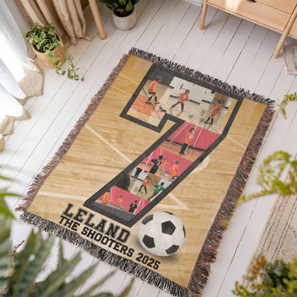 Custom Indoor Soccer Collage Woven Blanket