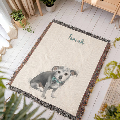 Custom Watercolor Pet Portrait Blanket