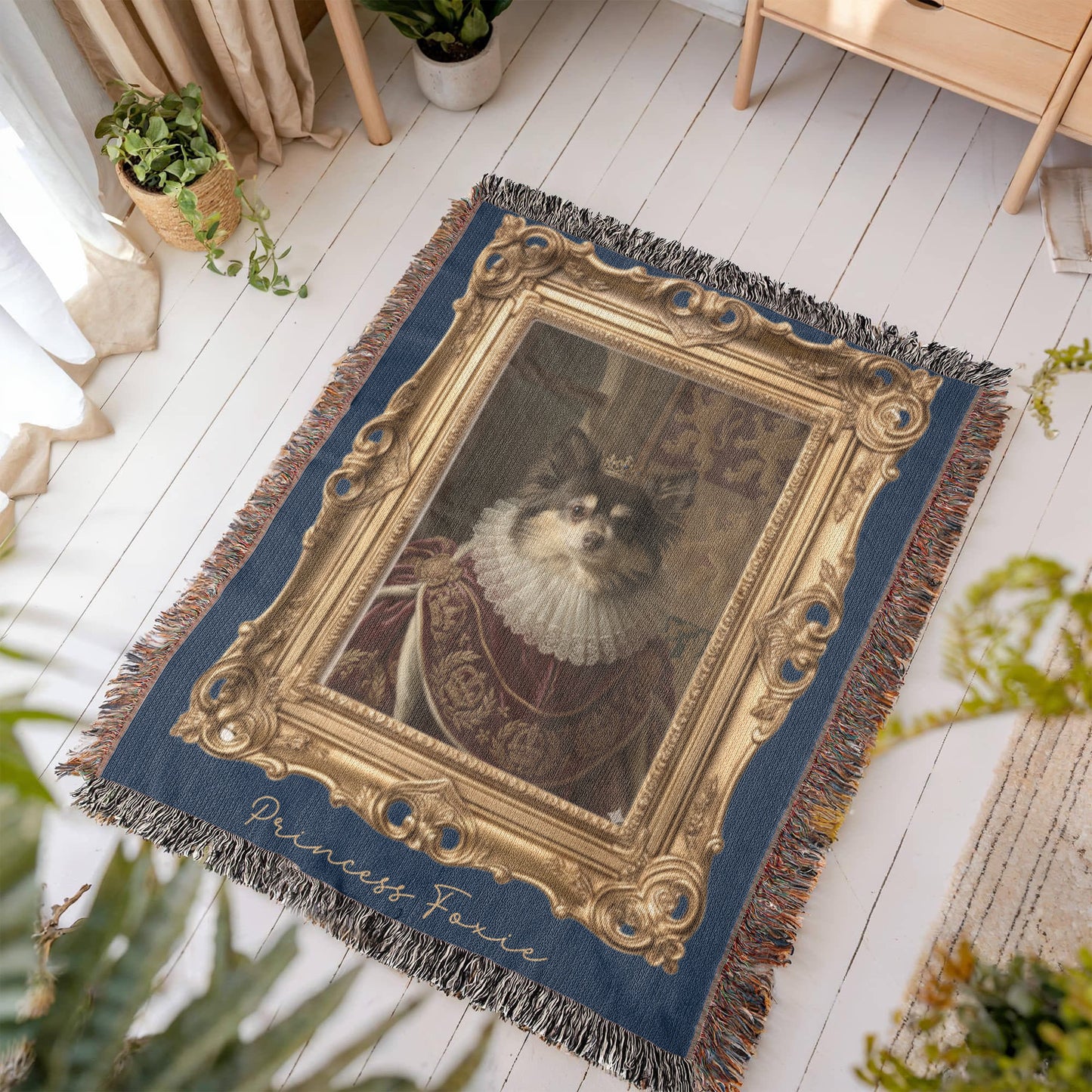 Custom Royal Pet Portrait Blanket – Turn Your Pet Into a Regal Heirloom Gift