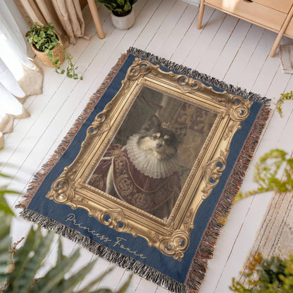 Custom Royal Pet Portrait Blanket – Turn Your Pet Into a Regal Heirloom Gift