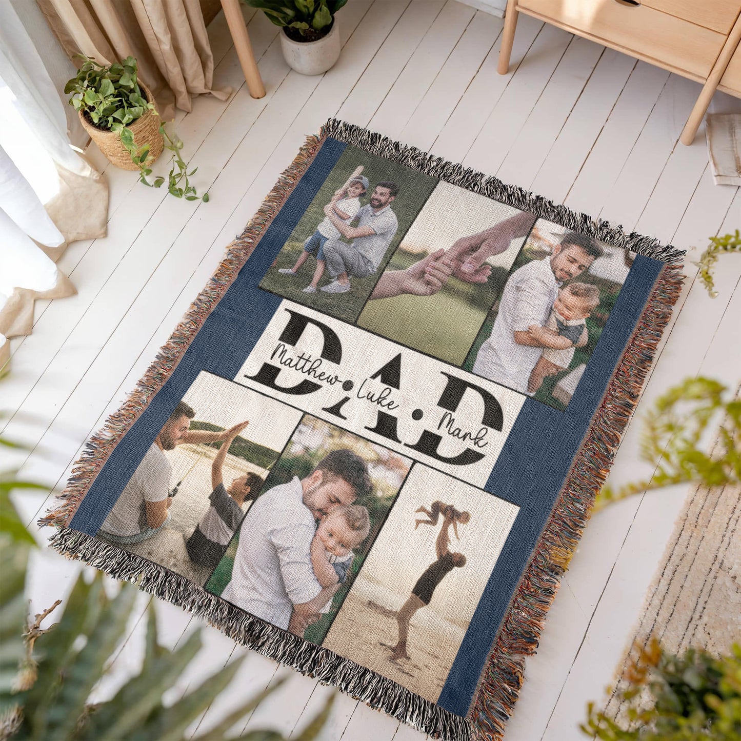 Personalized Father's Day Photo Woven Blanket