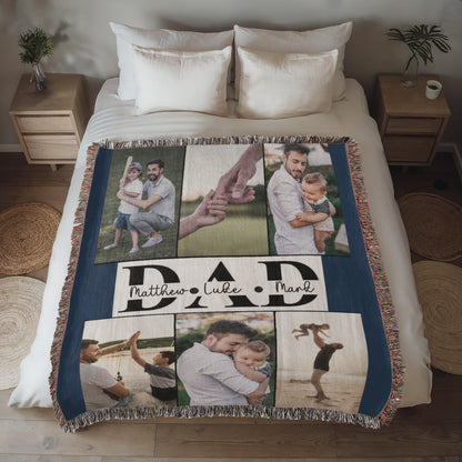 Personalized Father's Day Photo Woven Blanket